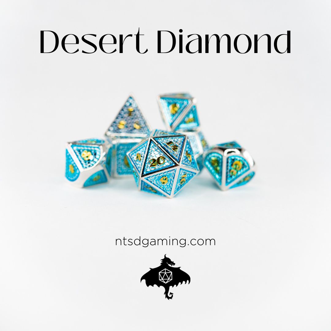 Desert Diamond | 7 Piece Metal Dice Set - Emberglow Gaming