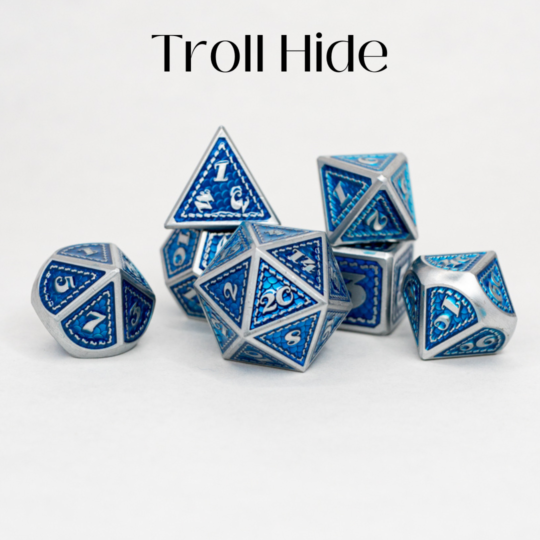 Troll Hide | 7 Piece Metal Dice Set - Emberglow Gaming