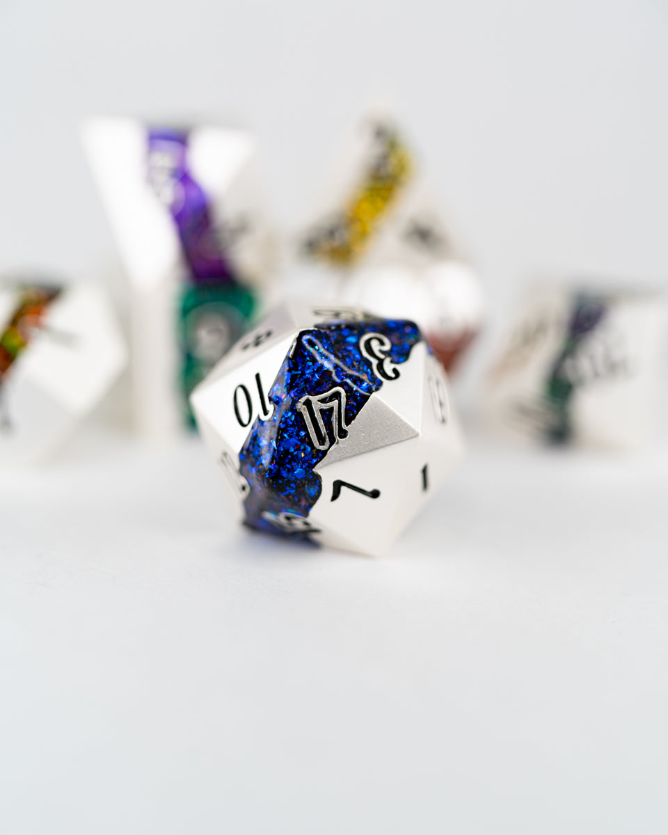 Multifarious | 7 Piece Metal Dice Set - Emberglow Gaming