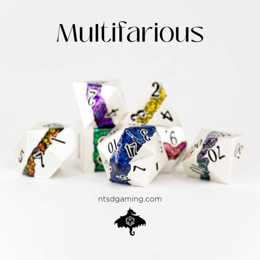 Multifarious | 7 Piece Metal Dice Set - Emberglow Gaming