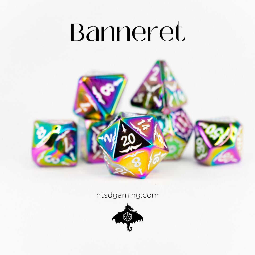 Banneret | 7 Piece Metal Dice Set - Emberglow Gaming