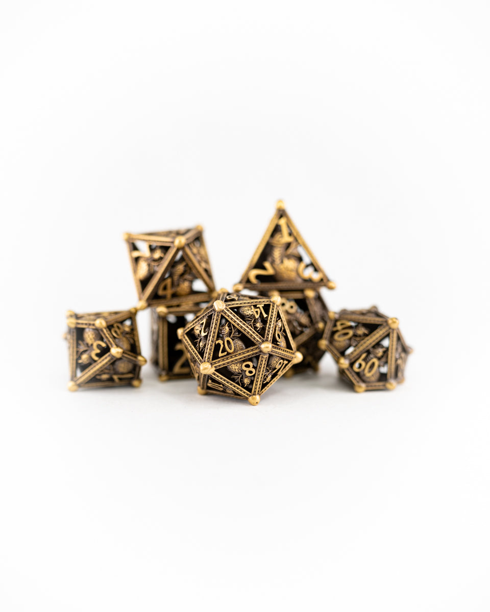 Lullaby | Hollow | 7 Piece Metal Dice Set - Emberglow Gaming
