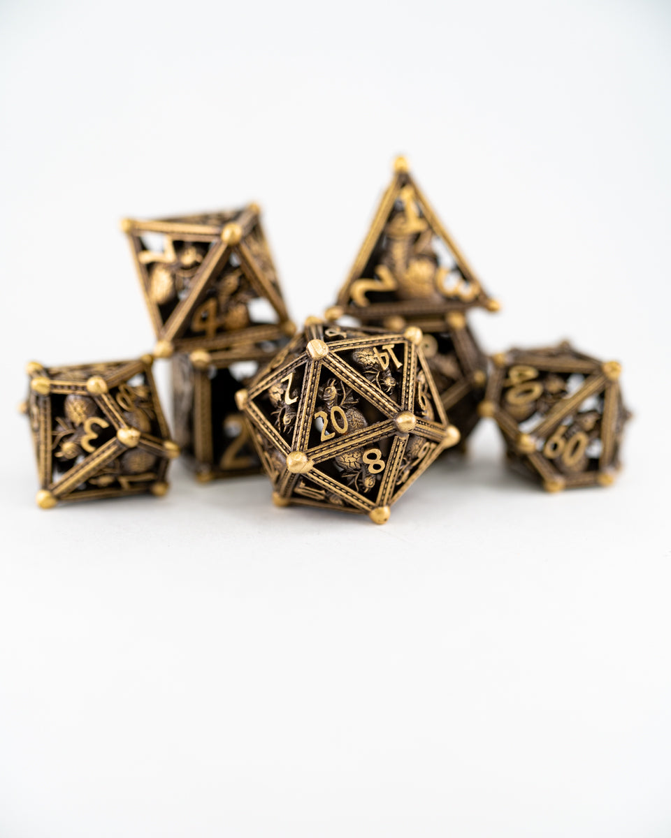 Lullaby | Hollow | 7 Piece Metal Dice Set - Emberglow Gaming