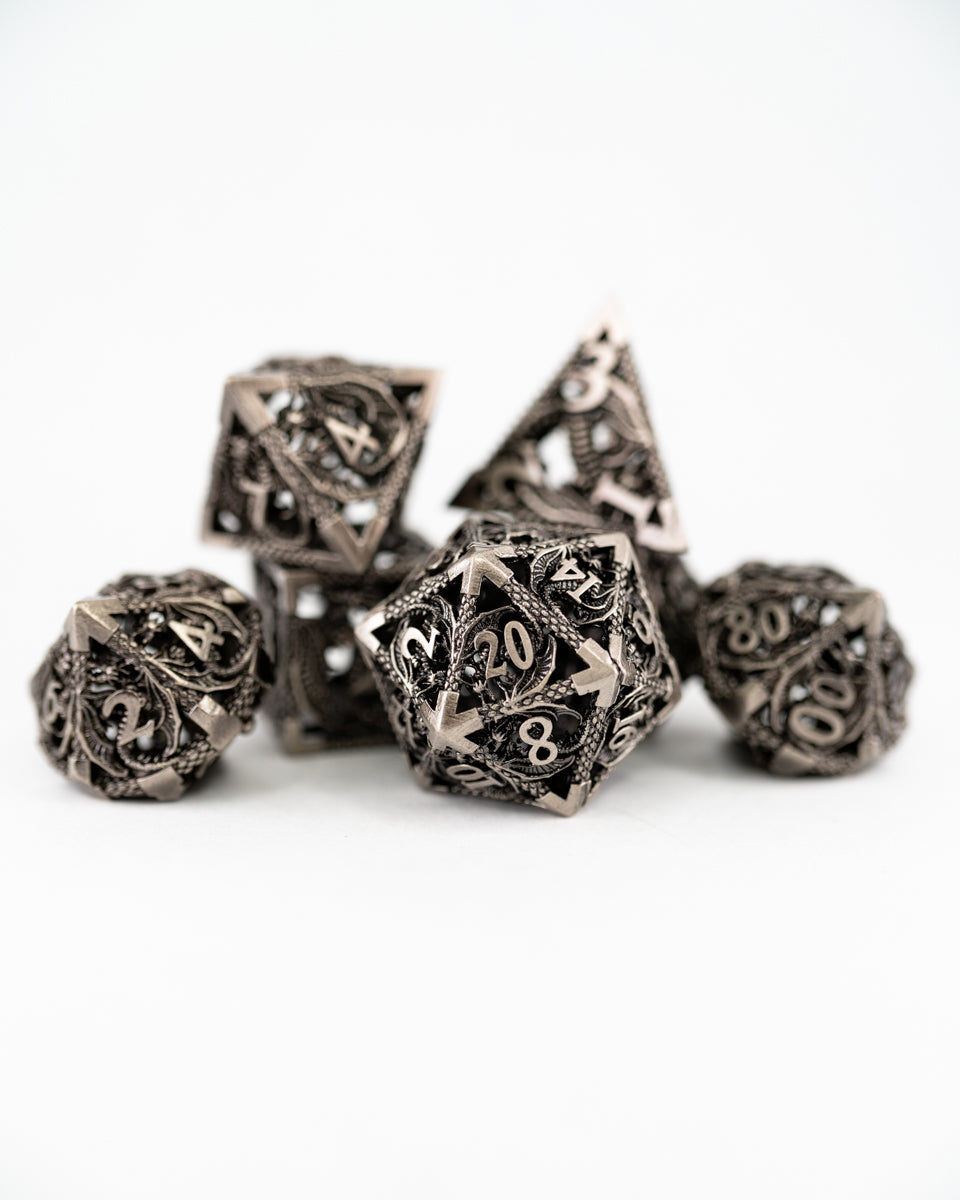 Fugue | Hollow | 7 Piece Metal Dice Set - Emberglow Gaming