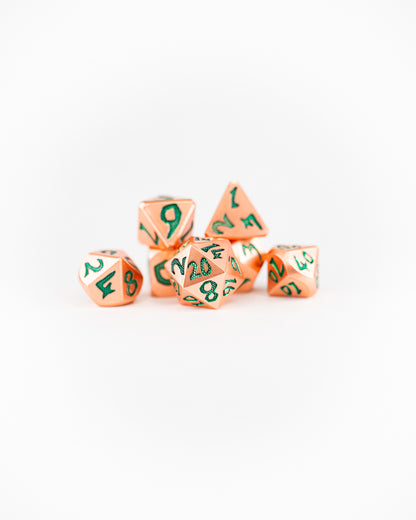 Ankh | Large Font | 7 Piece Metal Dice Set - Emberglow Gaming