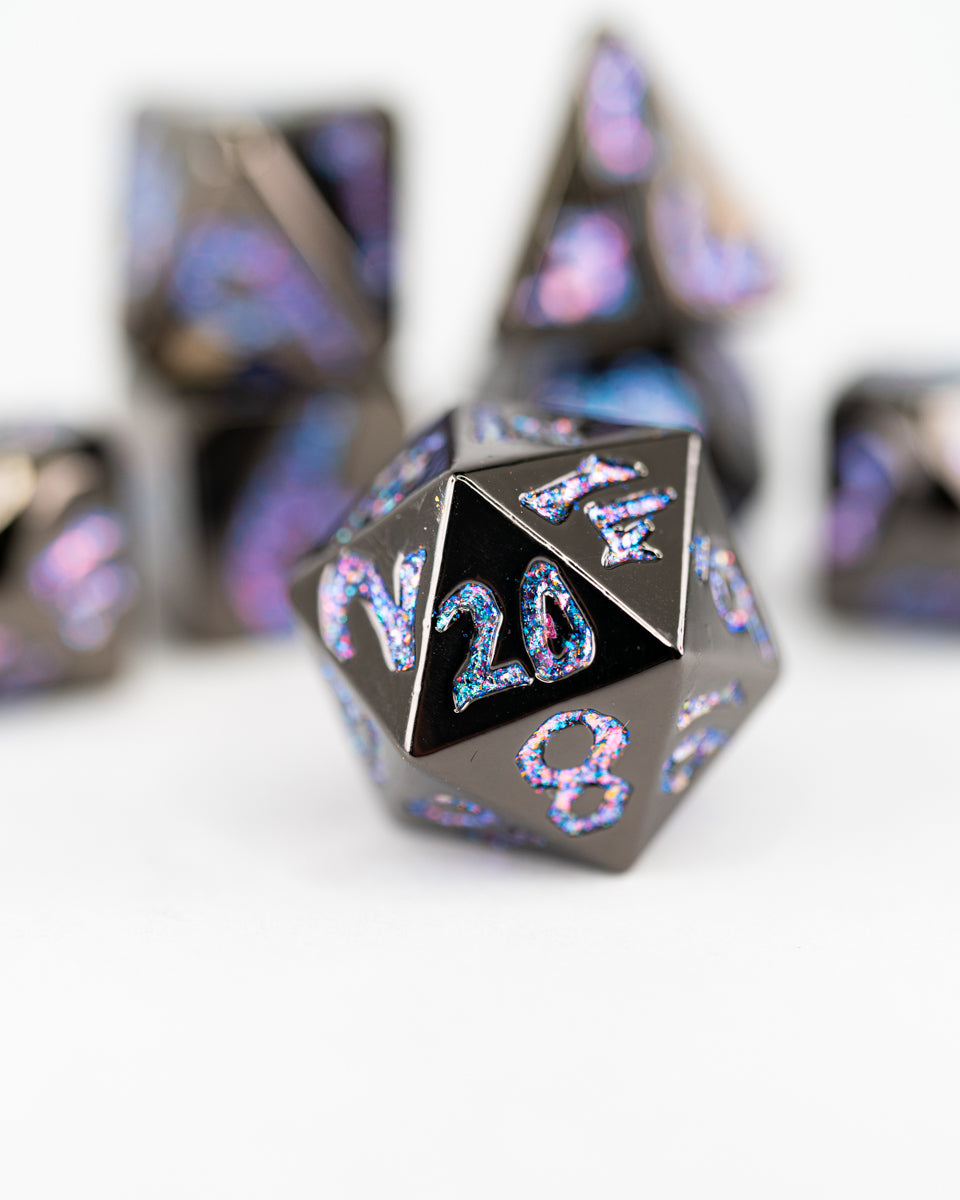 Mote of Possibility | Large Font | 7 Piece Metal Dice Set - Emberglow Gaming