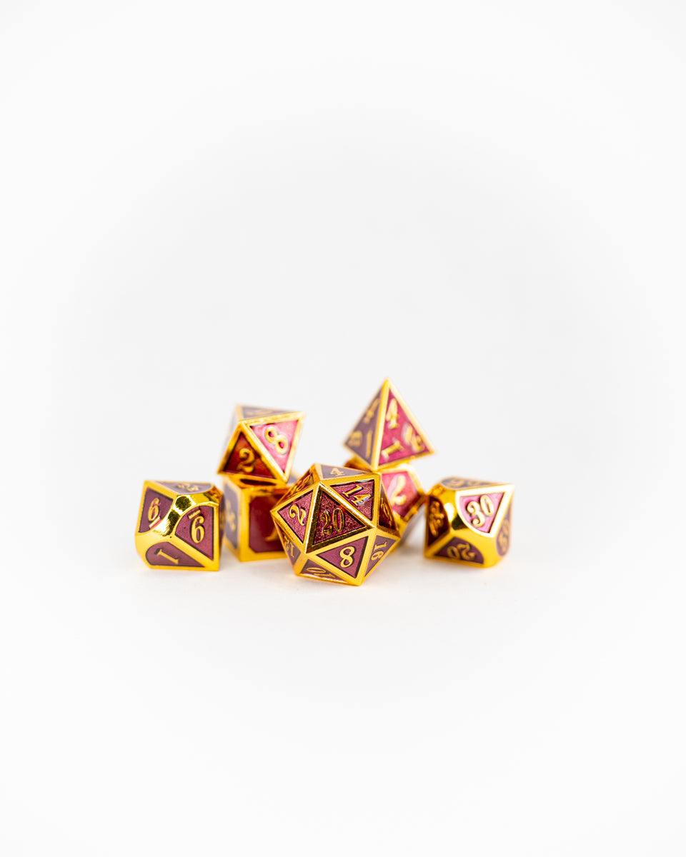 Damson Dance | 7 Piece Metal Dice Set - Emberglow Gaming