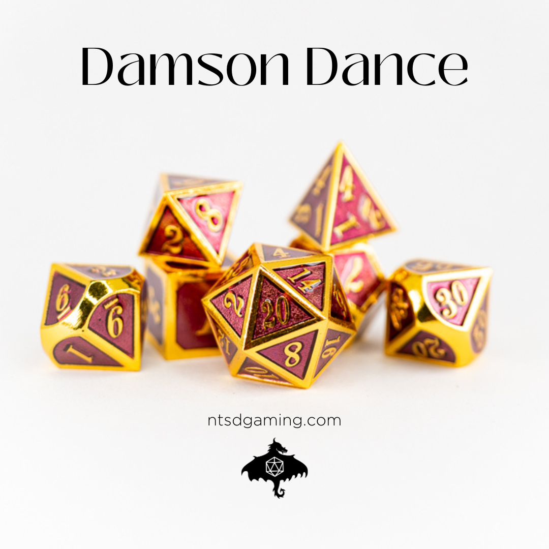 Damson Dance | 7 Piece Metal Dice Set - Emberglow Gaming