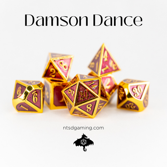 Damson Dance | 7 Piece Metal Dice Set - Emberglow Gaming