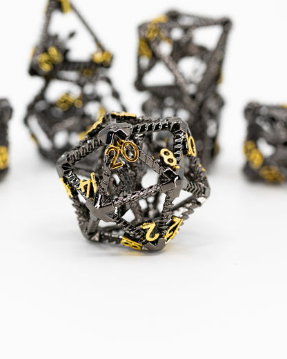 Spite Shackled | Hollow Dragon Core | 7 Piece Metal Dice Set - Emberglow Gaming