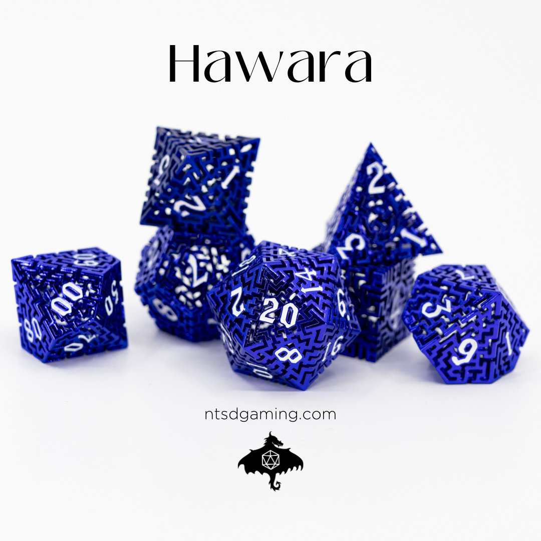 Hawara | Hollow Maze | 7 Piece Metal Dice Set - Emberglow Gaming
