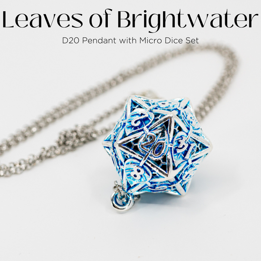 Leaves of Brightwater | D20 Leaf Pendant with Micro Metal Set - Emberglow Gaming