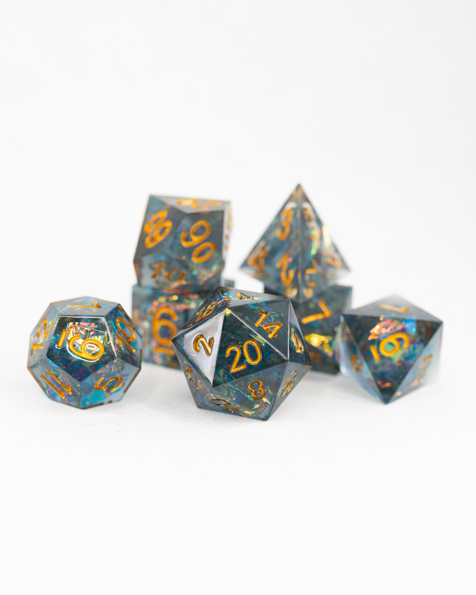 Panopticon | 7 Piece Sharp Edge Resin Dice Set - Emberglow Gaming