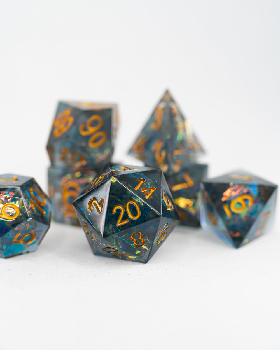 Panopticon | 7 Piece Sharp Edge Resin Dice Set - Emberglow Gaming