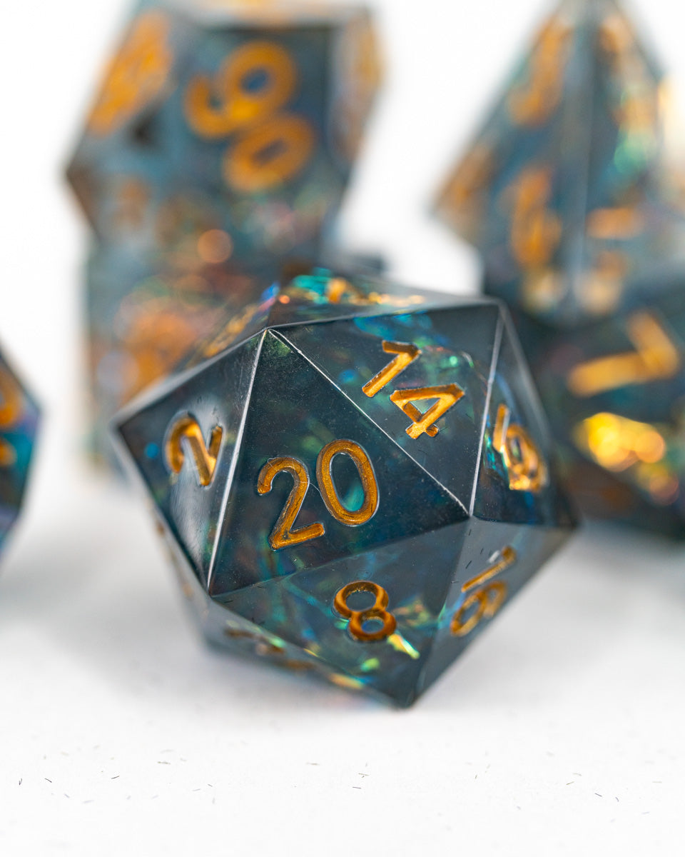 Panopticon | 7 Piece Sharp Edge Resin Dice Set - Emberglow Gaming