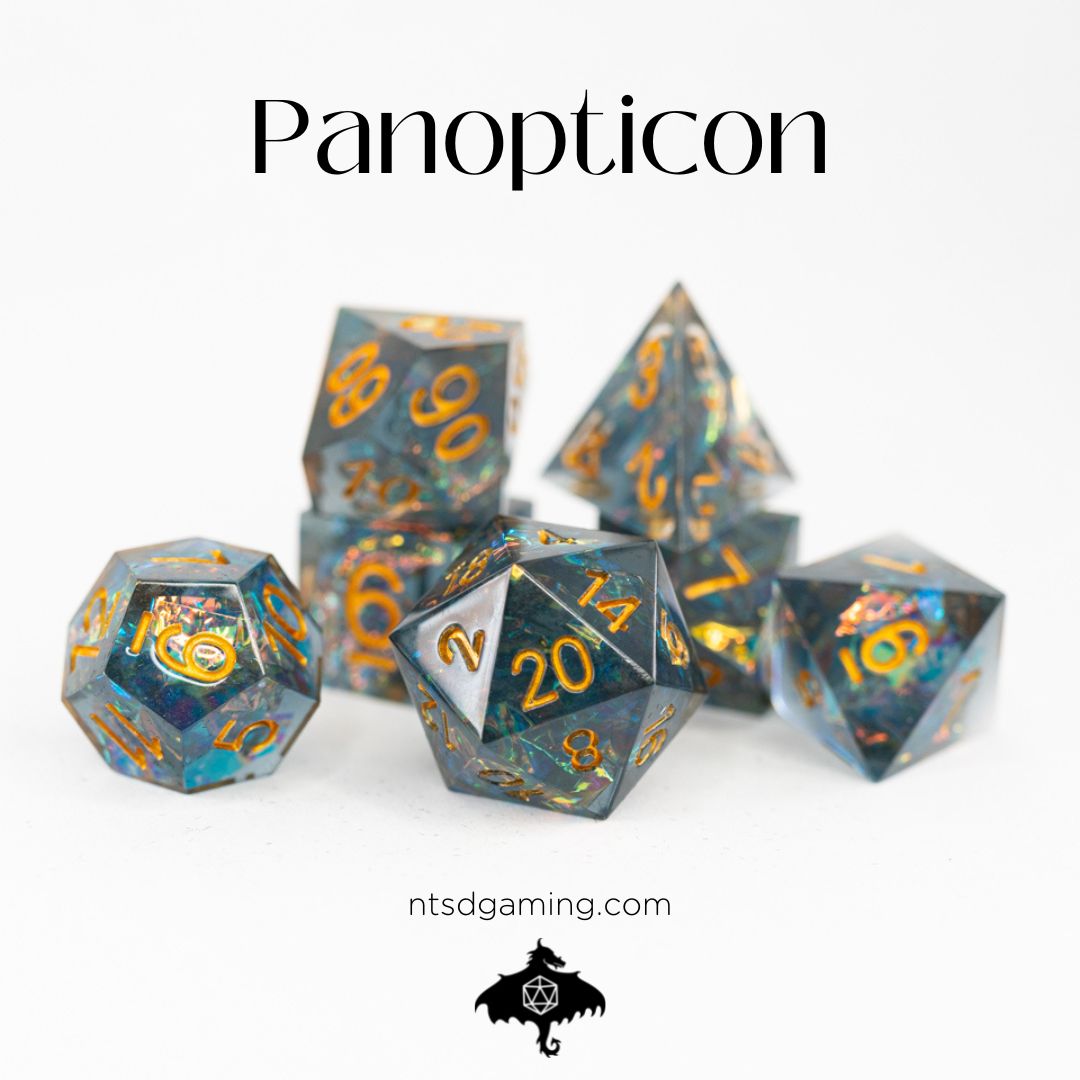 Panopticon | 7 Piece Sharp Edge Resin Dice Set - Emberglow Gaming