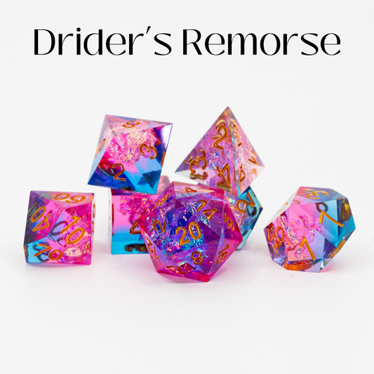 Drider's Remorse | 7 Piece Sharp Edge Dice Set - Emberglow Gaming