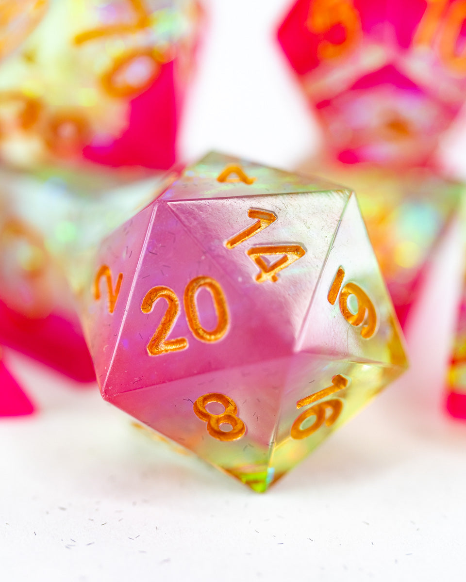 Chaos Burst | 7 Piece Sharp Edge Resin Dice Set - Emberglow Gaming