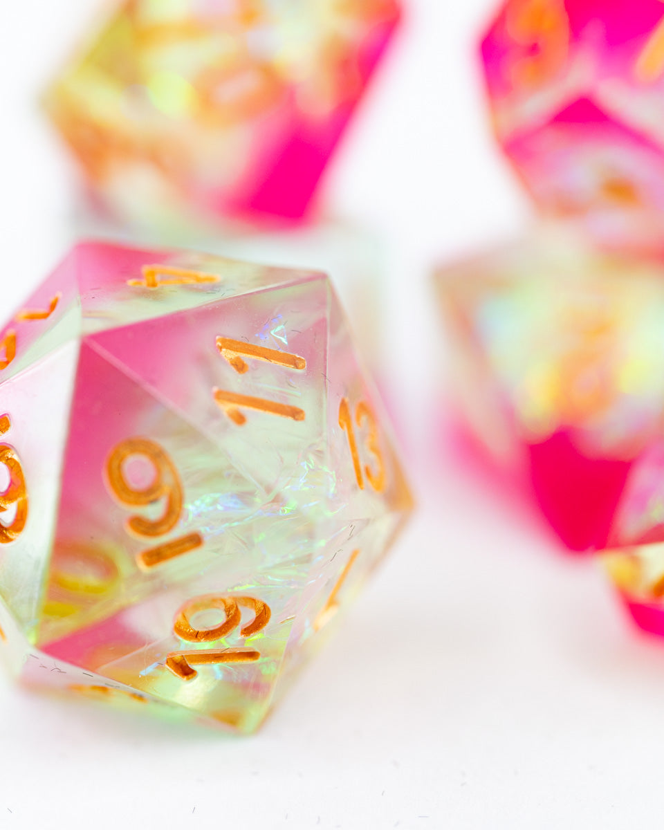 Chaos Burst | 7 Piece Sharp Edge Resin Dice Set - Emberglow Gaming