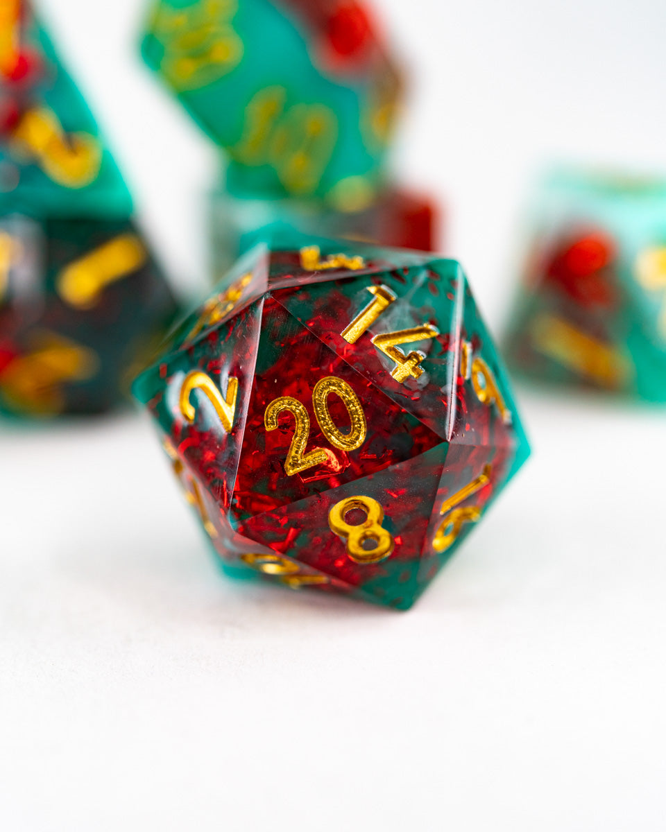 Mead and Mirth | 7 Piece Sharp Edge Resin Dice Set - Emberglow Gaming