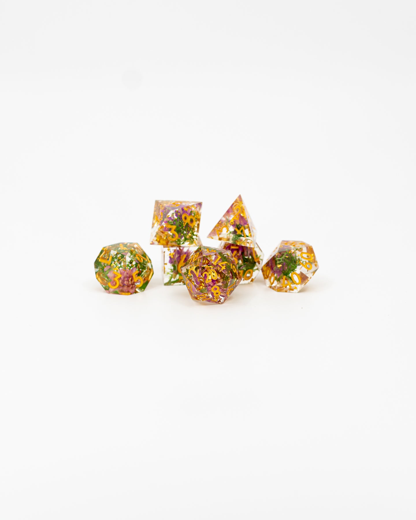 Party Tree | 7 Piece Sharp Edge Resin Dice Set - Emberglow Gaming