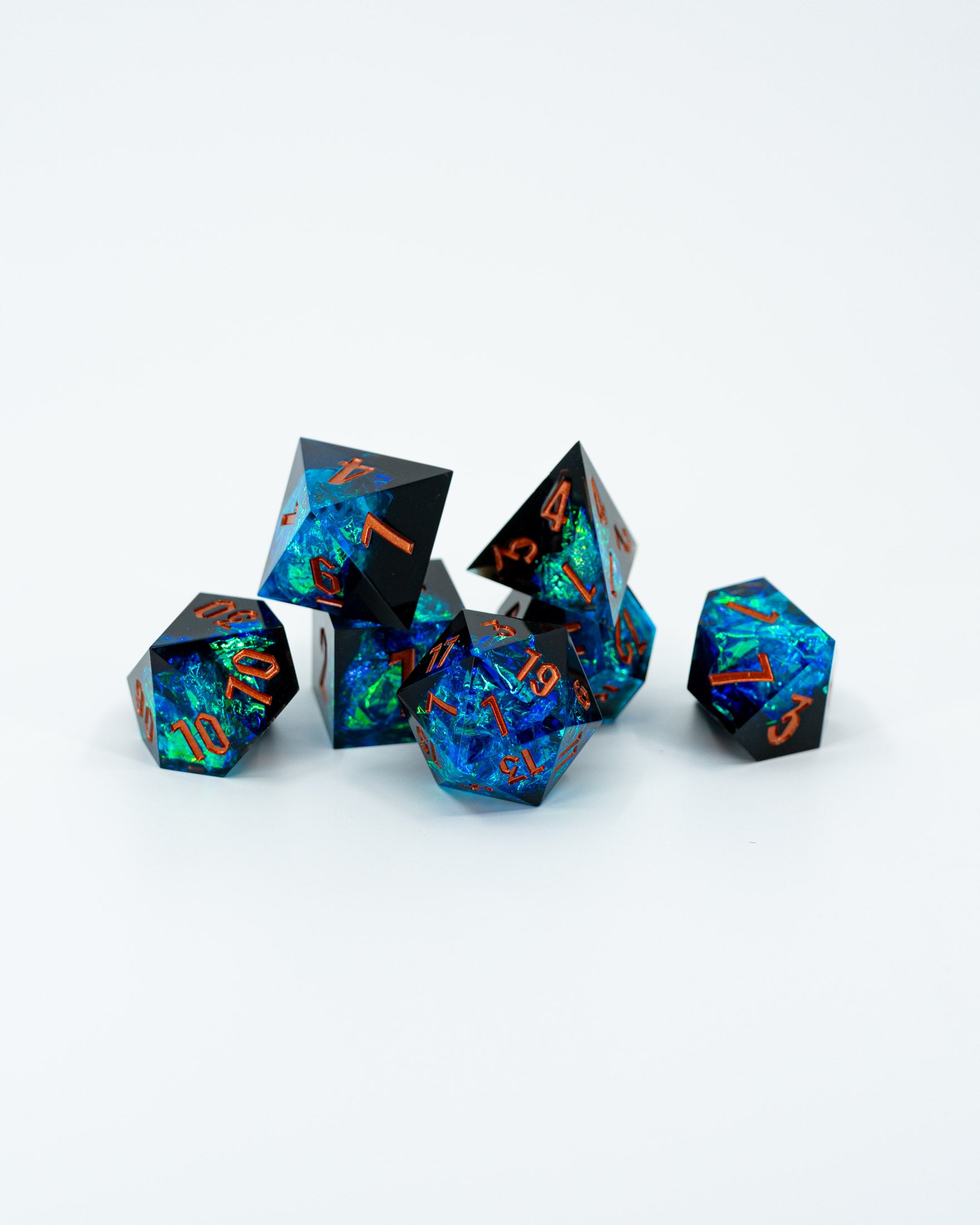 Resonance | Emberglow Original | 7 Piece Sharp Edge Resin Dice Set