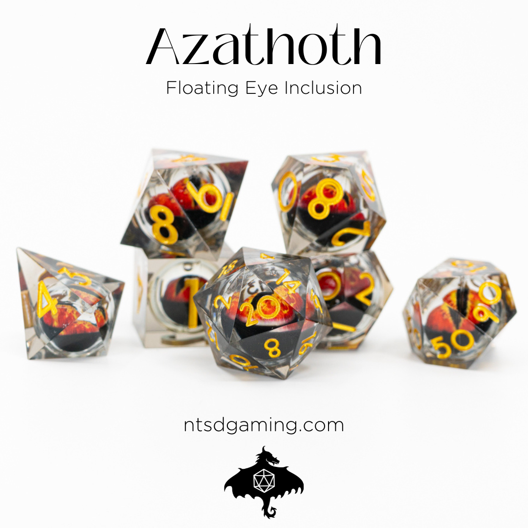Azathoth | Floating Eye Inclusion | 7 Piece Sharp Edge Resin Dice Set ...
