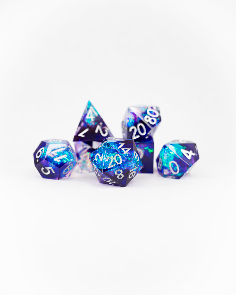 Philosopher's Stone | 7 Piece Sharp Edge Resin Dice Set - Emberglow Gaming