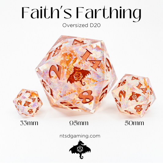 Faith's Farthing | 33MM Sharp Edge D20 - Emberglow Gaming