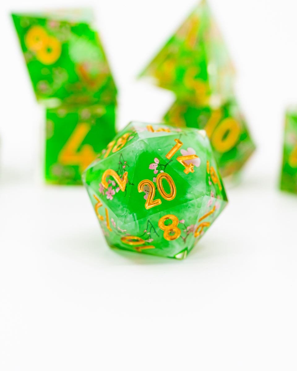 Dryad's Dream | Double Cast | 7 Piece Sharp Edge Resin Dice Set - Emberglow Gaming