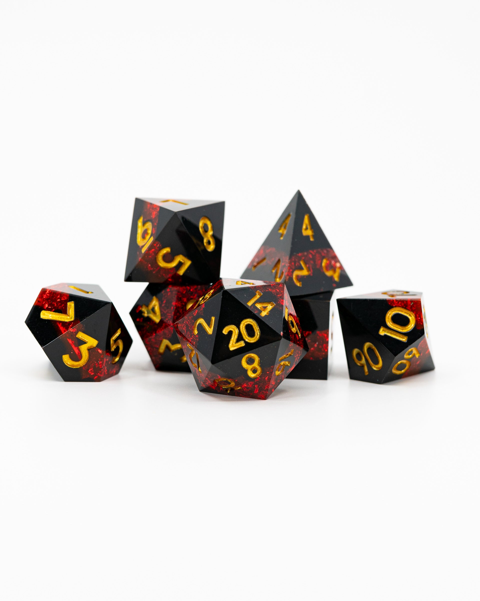 Burnished Sun | 7 Piece Sharp Edge Dice Set - Emberglow Gaming