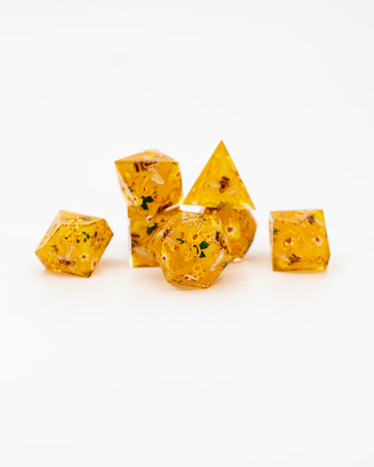 PollenHedral | Double Cast | 7 Piece Sharp Edge Dice Set - Emberglow Gaming