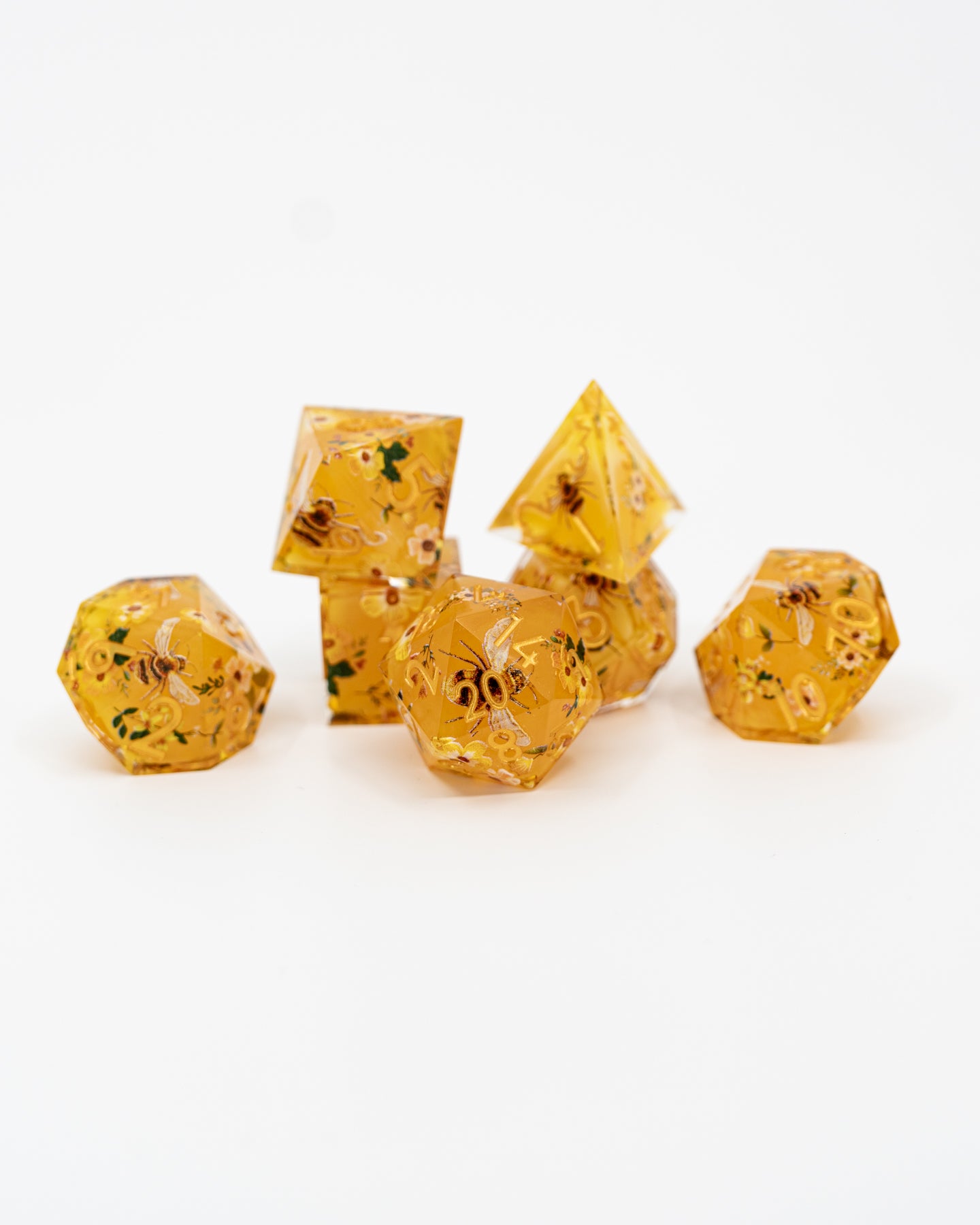 PollenHedral | Double Cast | 7 Piece Sharp Edge Dice Set