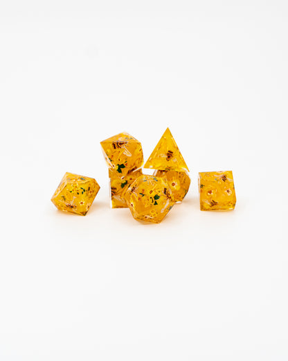 PollenHedral | Double Cast | 7 Piece Sharp Edge Dice Set - Emberglow Gaming
