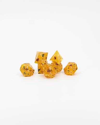 PollenHedral | Double Cast | 7 Piece Sharp Edge Dice Set