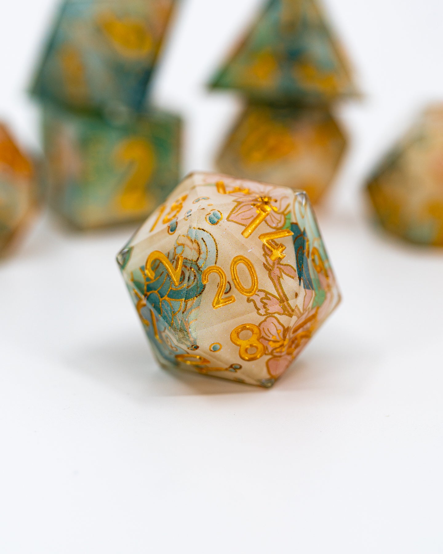 Nishijin | Double Cast | 7 Piece Sharp Edge Dice Set - Emberglow Gaming