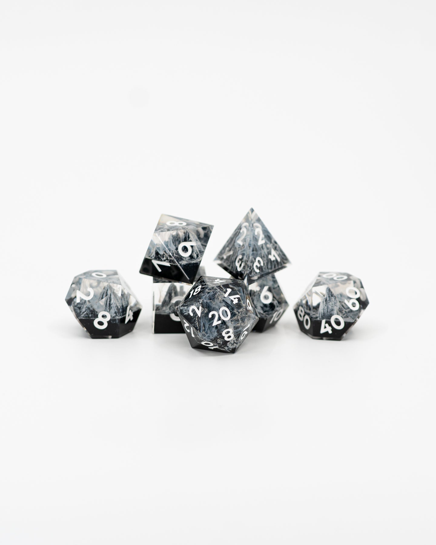White Mountains | Double Cast | 7 Piece Sharp Edge Dice Set