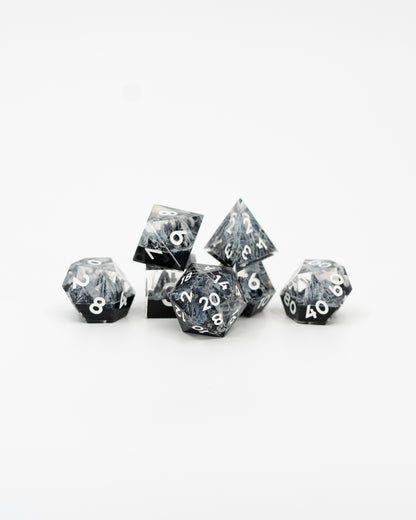 White Mountains | Double Cast | 7 Piece Sharp Edge Dice Set