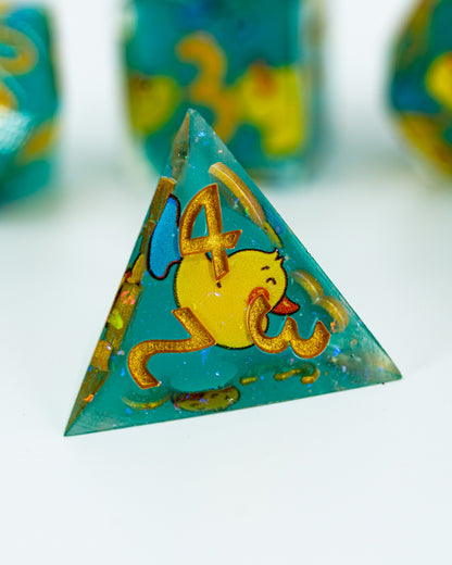 Ducks in a Row | Double Cast | 7 Piece Sharp Edge Dice Set