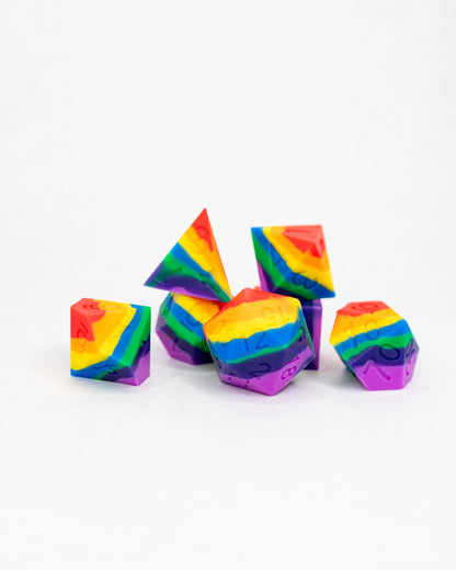 Taste the Rainbow  | 7 Piece Soft Silicone Dice Set - Emberglow Gaming