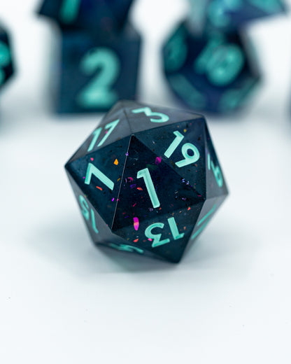 The Lightless Lands | Emberglow Original | 7 Piece Sharp Edge Resin Dice Set