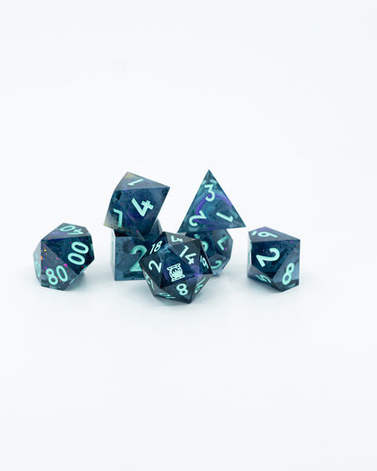 The Lightless Lands | Emberglow Original | 7 Piece Sharp Edge Resin Dice Set