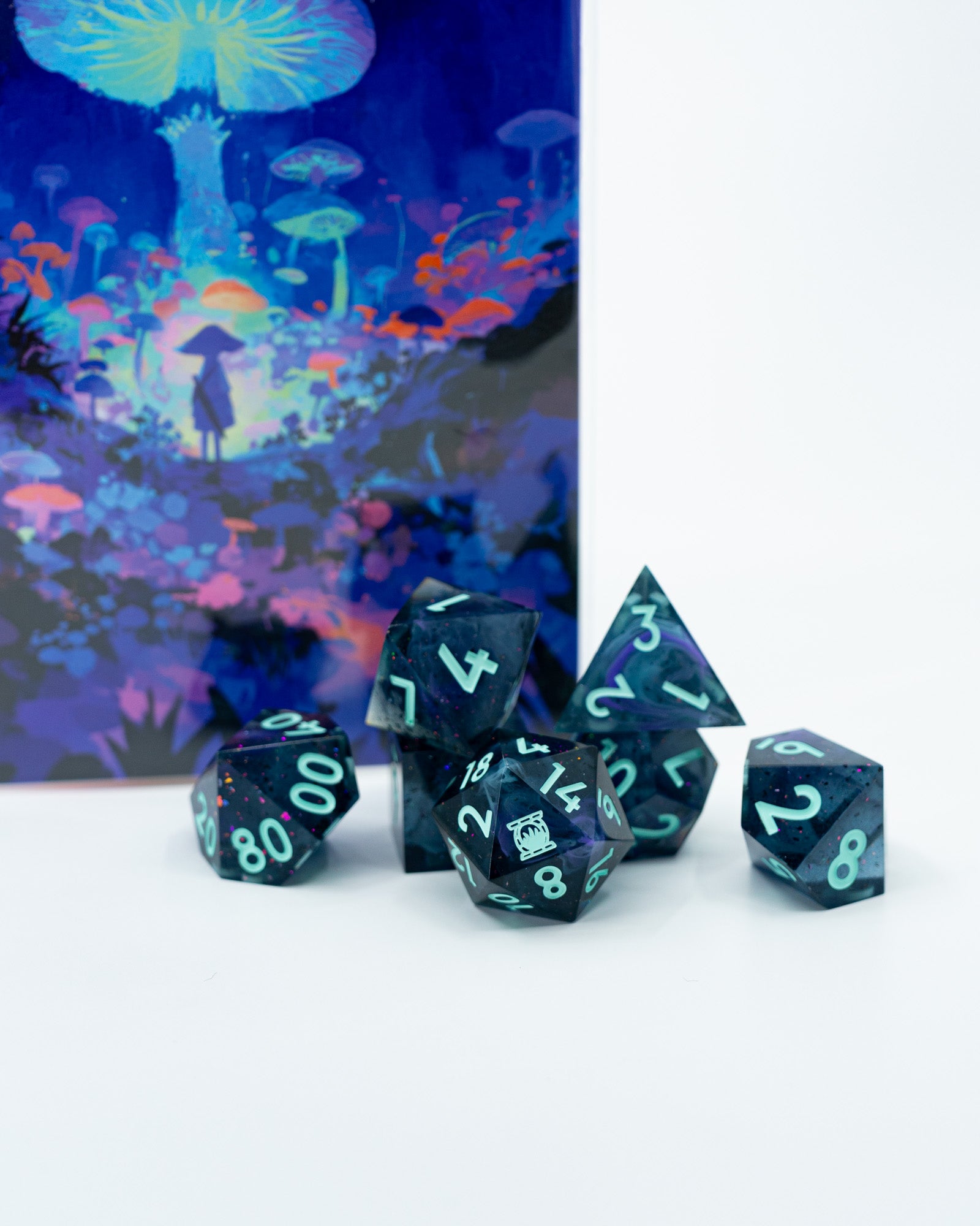 The Lightless Lands | Emberglow Original | 7 Piece Sharp Edge Resin Dice Set