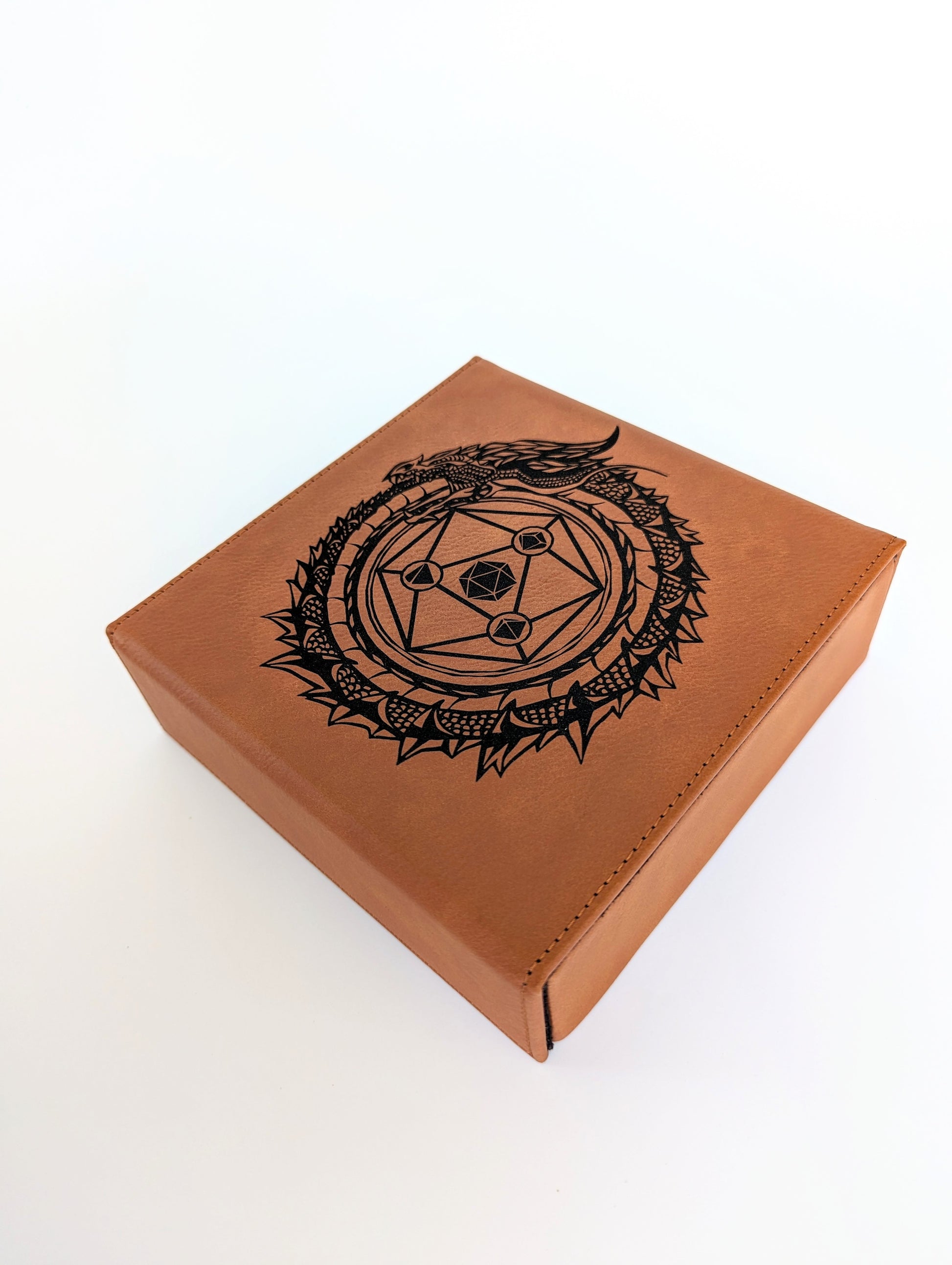 Dragon Circle | Vegan Leather Dice Box - Emberglow Gaming