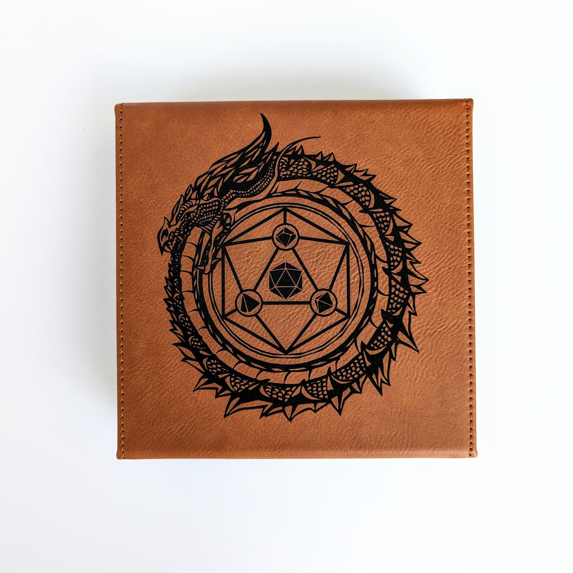 Dragon Circle | Vegan Leather Dice Box - Emberglow Gaming