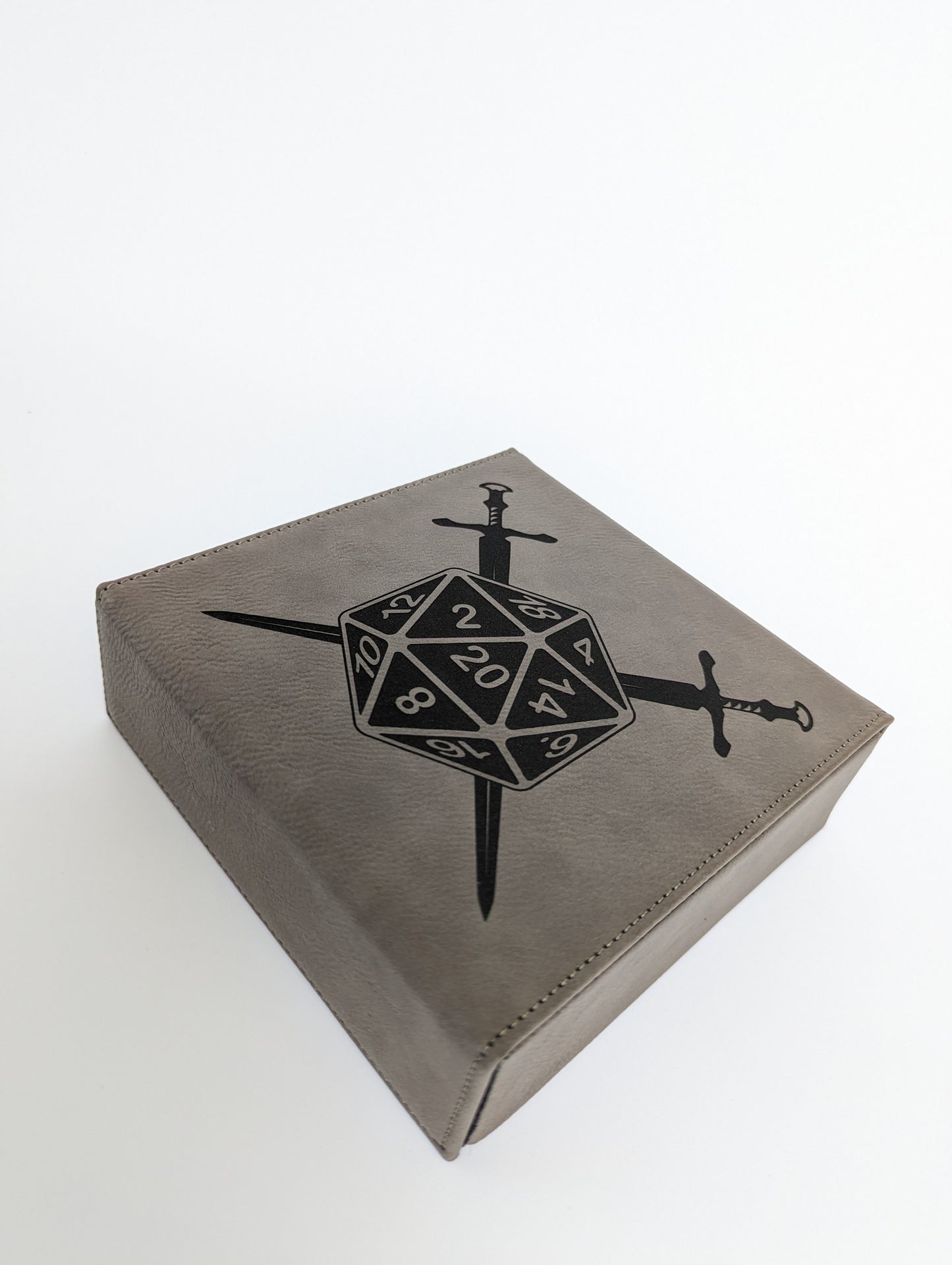 D20 Swords | Vegan Leather Dice Box - Emberglow Gaming