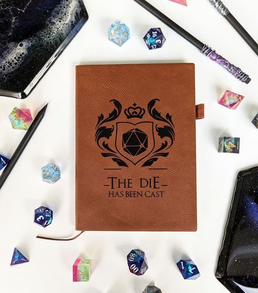 The Die Has Been Cast | Vegan Leather Mini Dot Journal - Emberglow Gaming