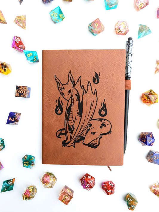 Wyrmling Wondering | Vegan Leather Mini Dot Journal - Emberglow Gaming
