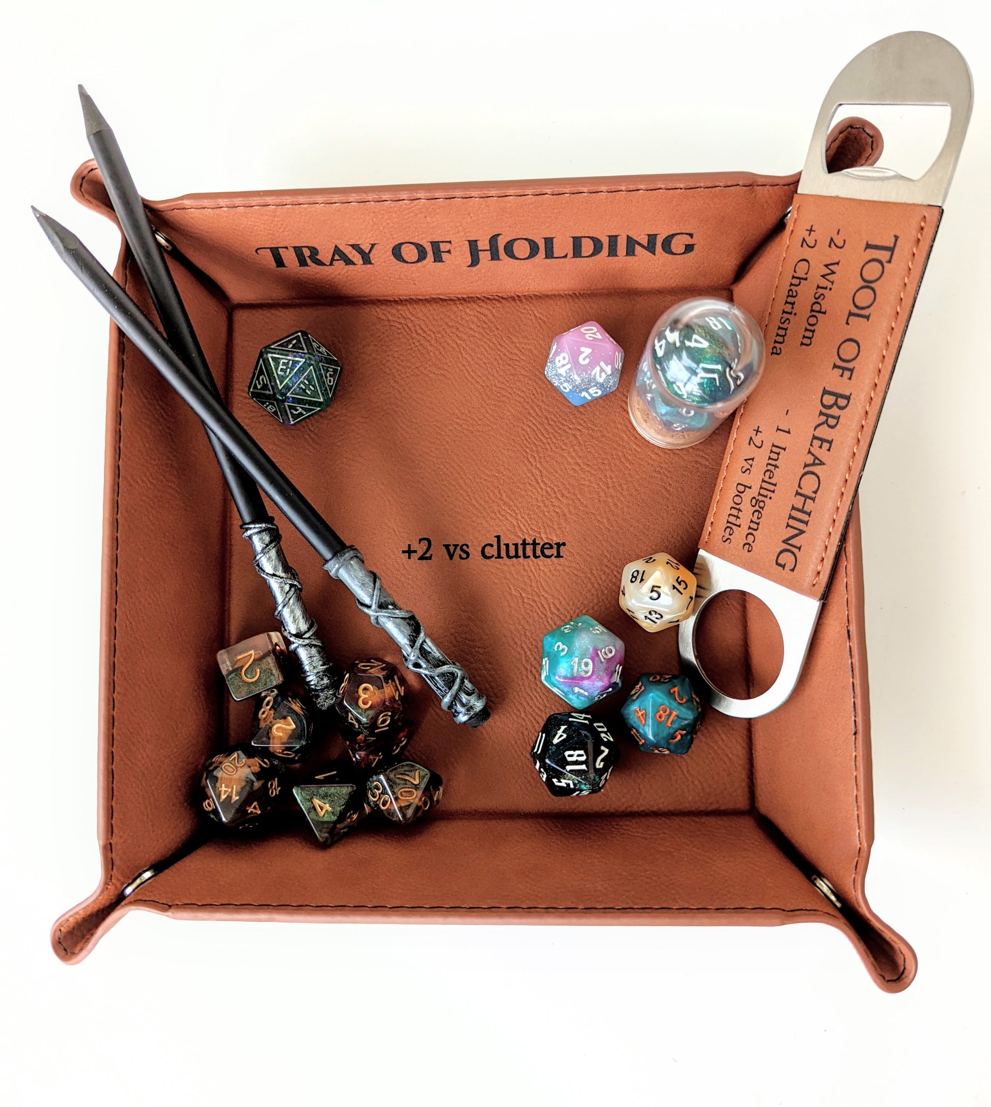 Tray of Holding | Vegan Leather Valet Catchall Rolling Tray - Emberglow Gaming
