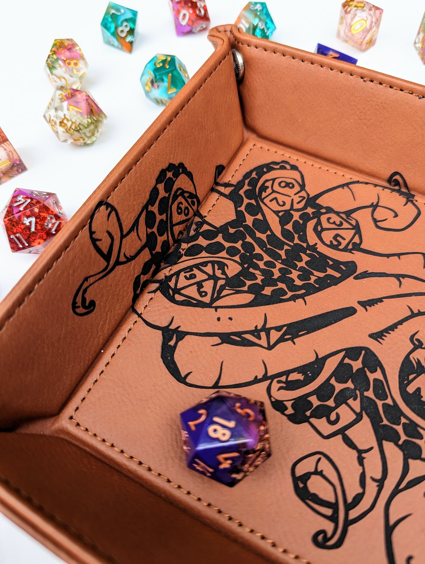 Kraken of Holding | Vegan Leather Dice Rolling Tray - Emberglow Gaming